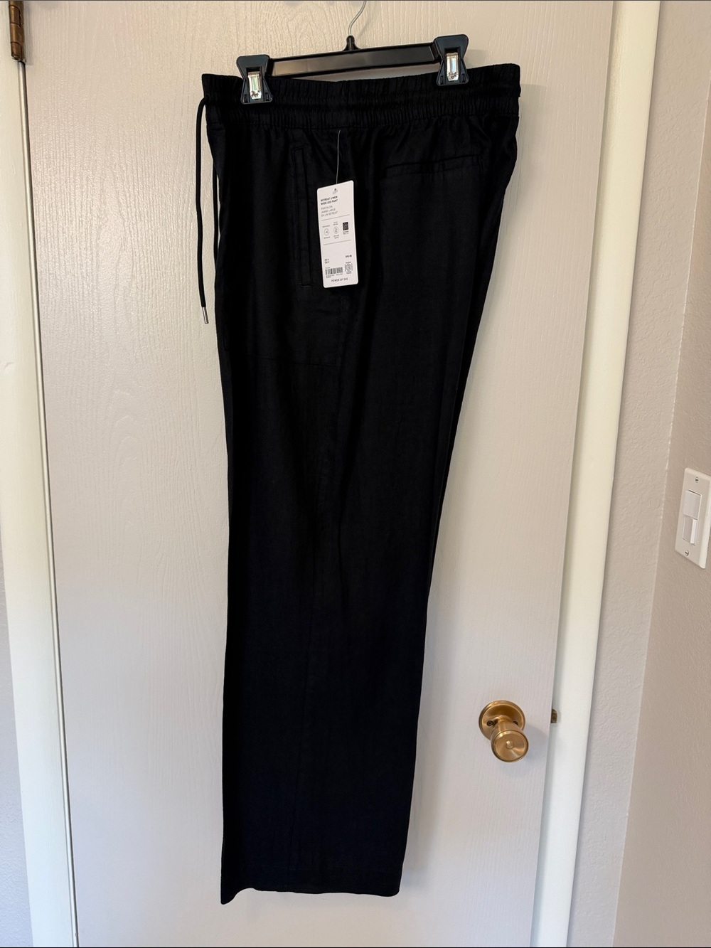 Athleta Black Elastic Drawstring linen wide leg NWT